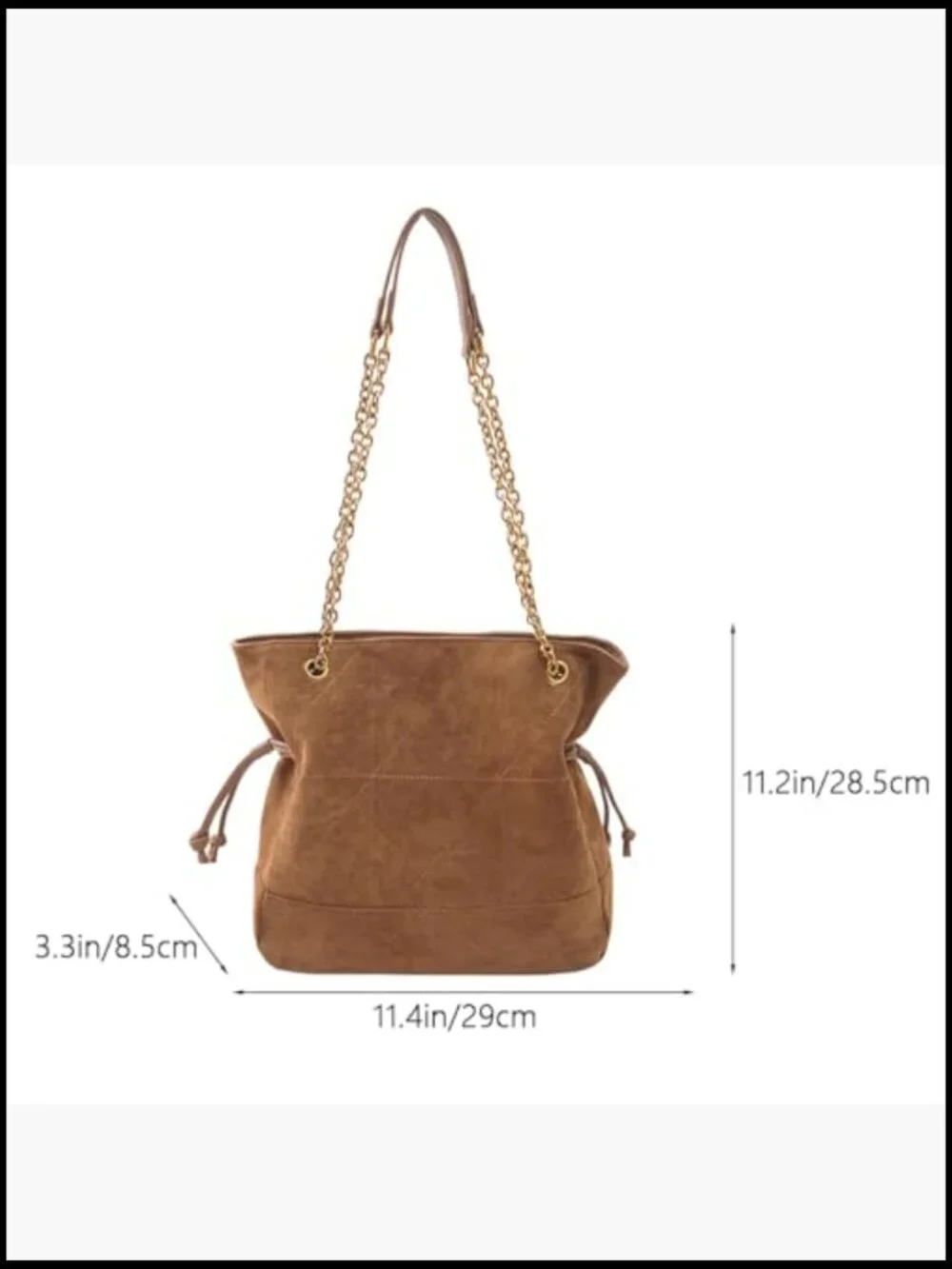 Faux Suede Hobo Shoulder Bag for Women Large Tote Handbag Chain Strap